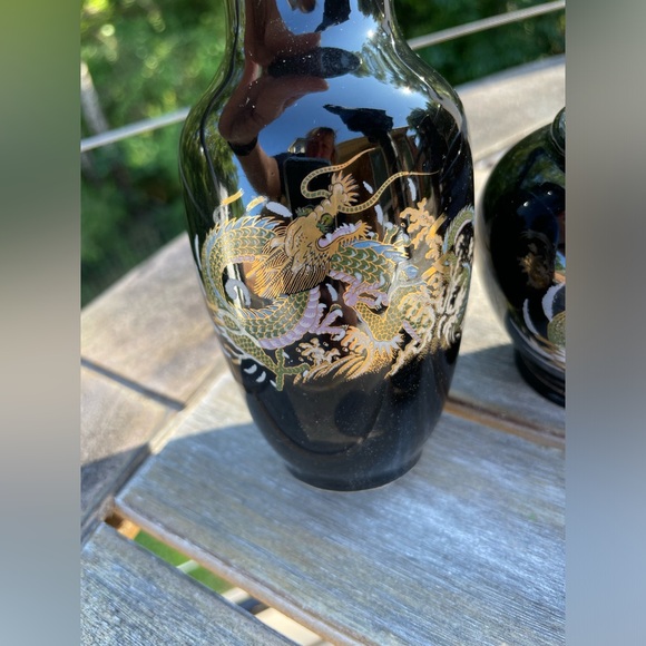 Cabinet set - 3 parts, 2 Vases 1 Temple Jar - Vintage - Dragon - ceramic - Picture 5 of 8